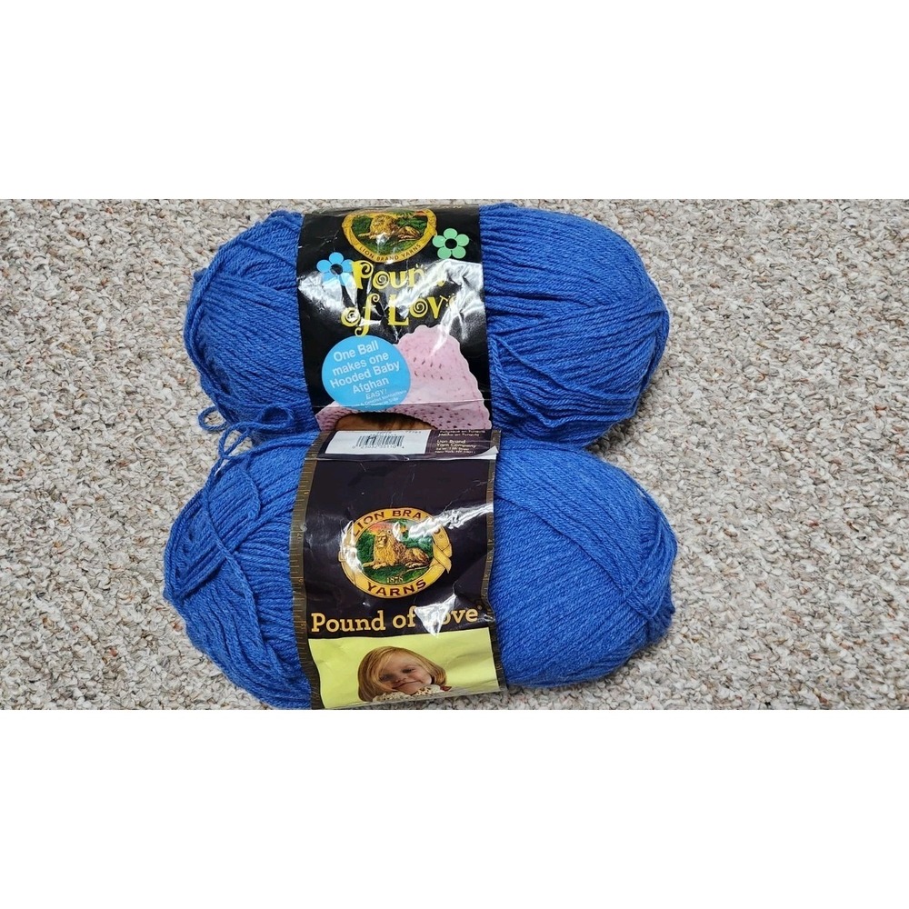 Lion Brand Pound of Love Yarn 2 Skeins Denim 110 Medium Worsted 4 Ply Blue